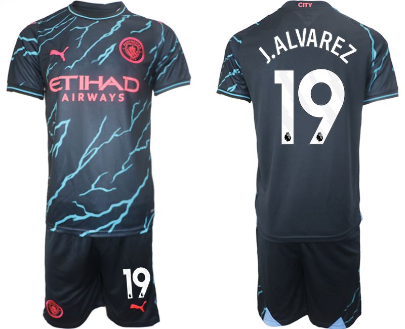 Men 2023-2024 Club Manchester City away blue 19 Soccer Jersey